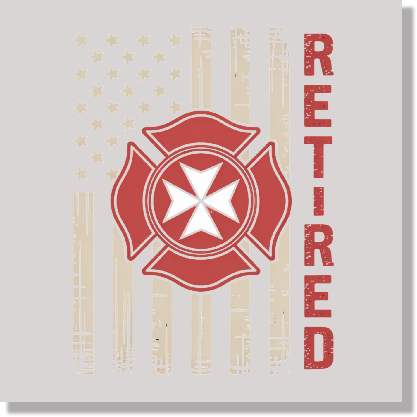 American Flag Retired Firefighter 4th Of July & Patriotic DTF Transfer