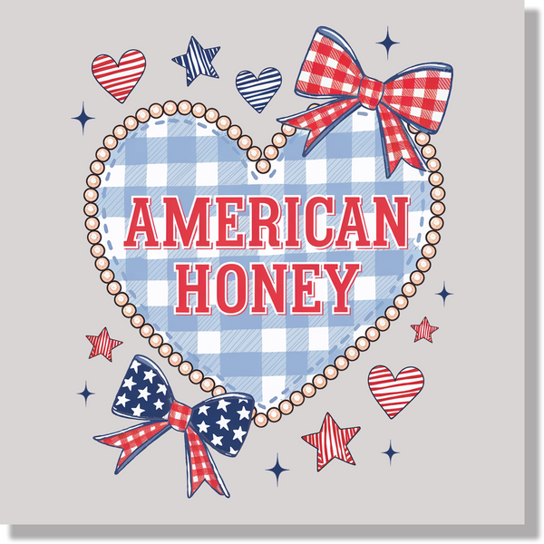 American Honey Gingham Heart 4th of July & Patriotic DTF Transfer