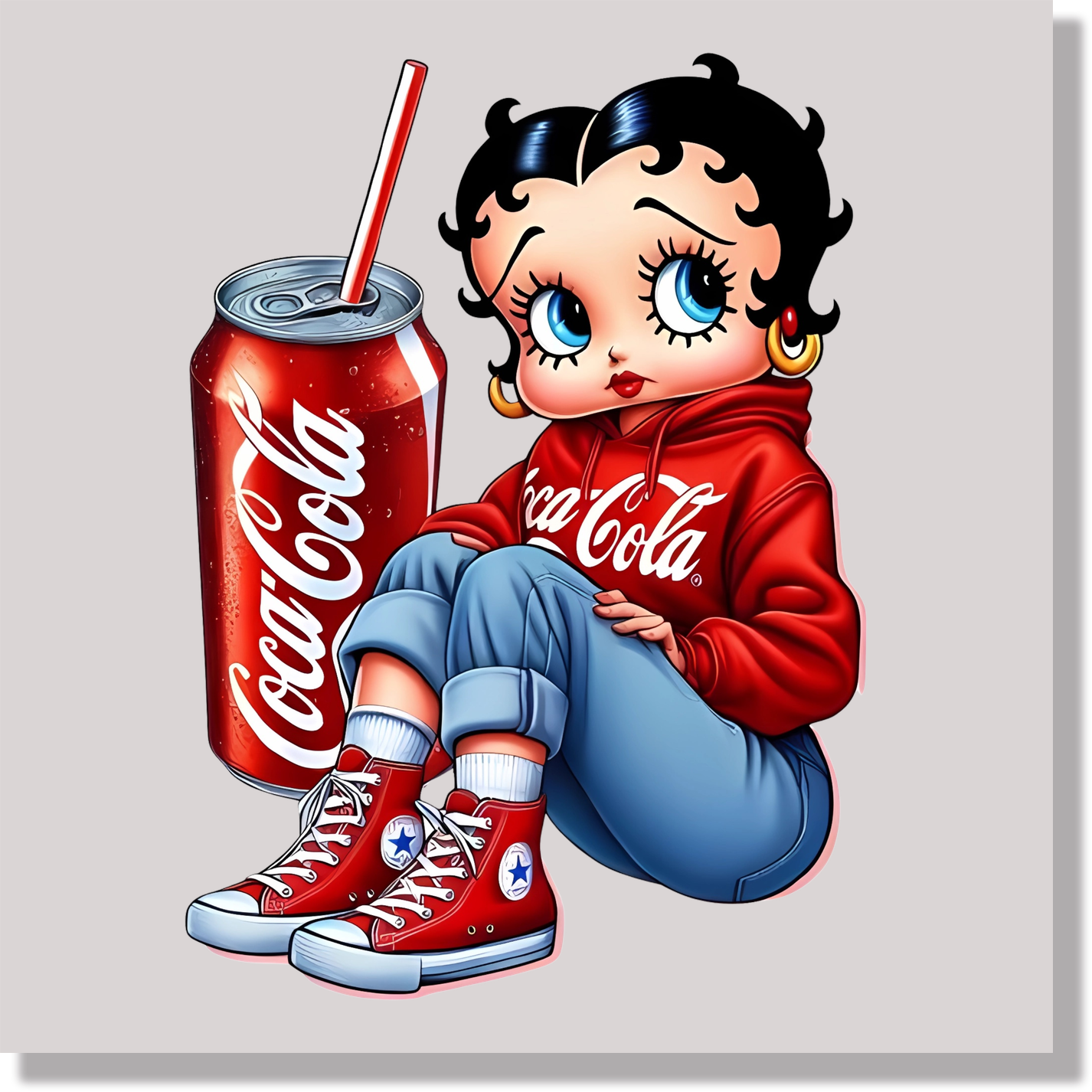 Betty Boop Red Coca Cola Converse DTF Transfer