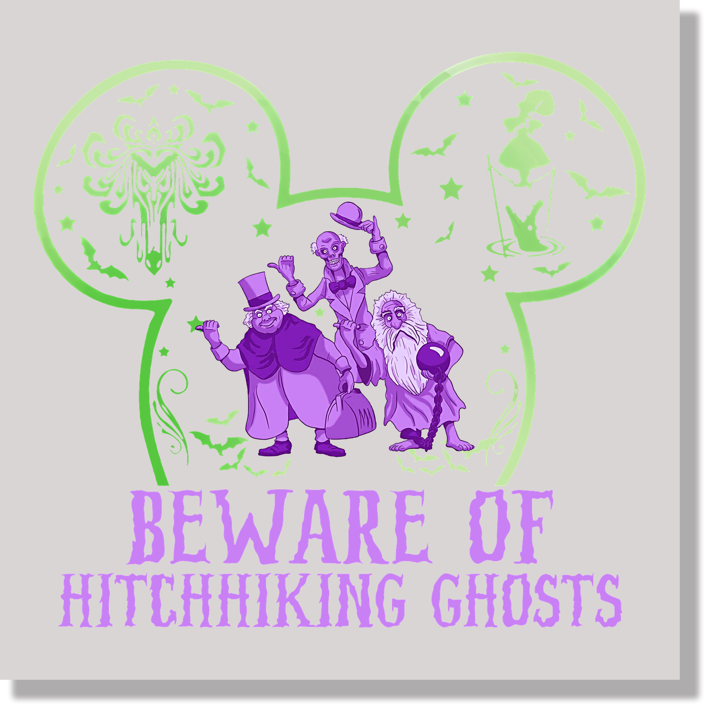 Beware Of Hitchhiking Ghosts Halloween DTF Transfer