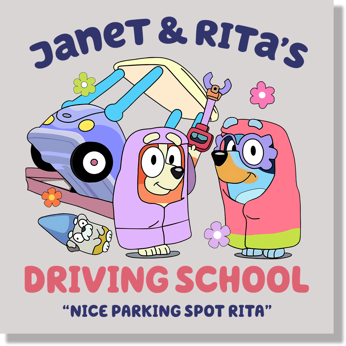 Bluey Janet & Ritas Driving School DTF Transfer