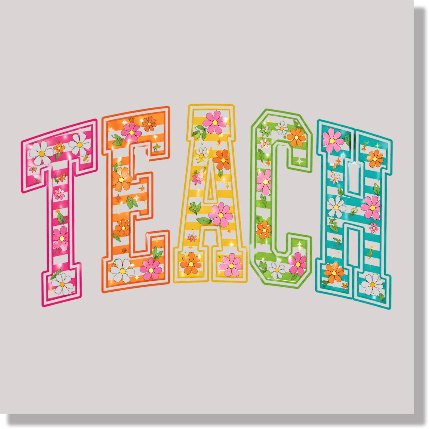 Boho Floral Teach DTF Transfer
