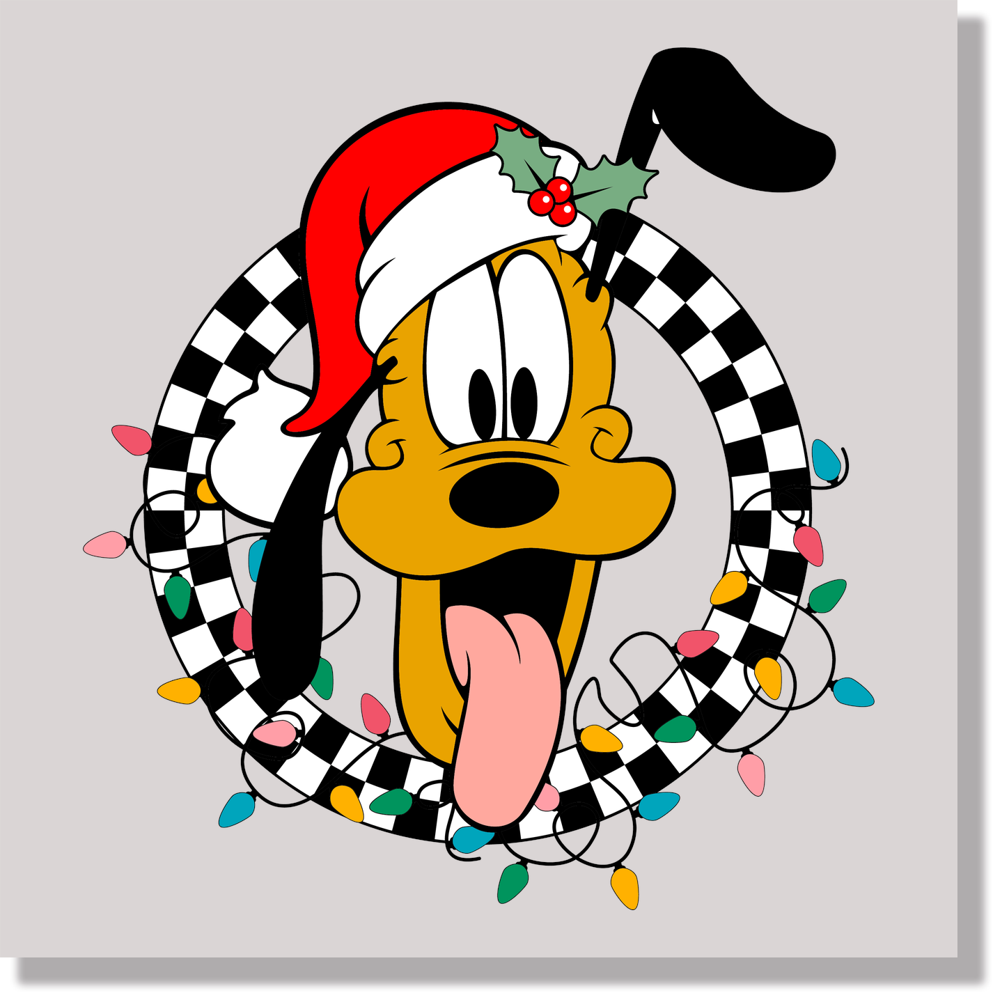 Christmas Light Checkered Pluto DTF Transfer