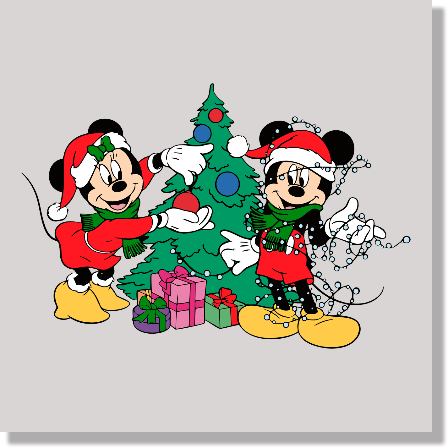Christmas light Mickey & Minnie DTF Transfer