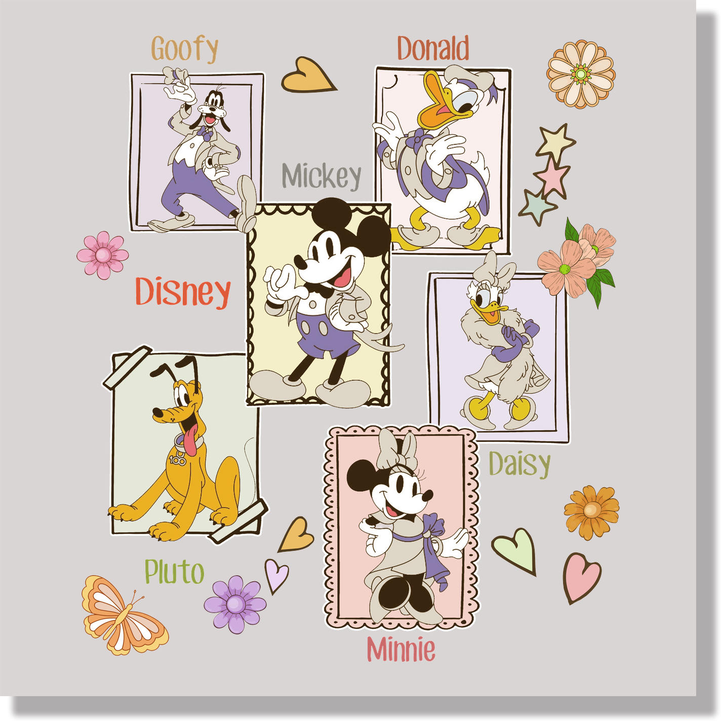Classic Mickey Textered Stamps DTF Transfer