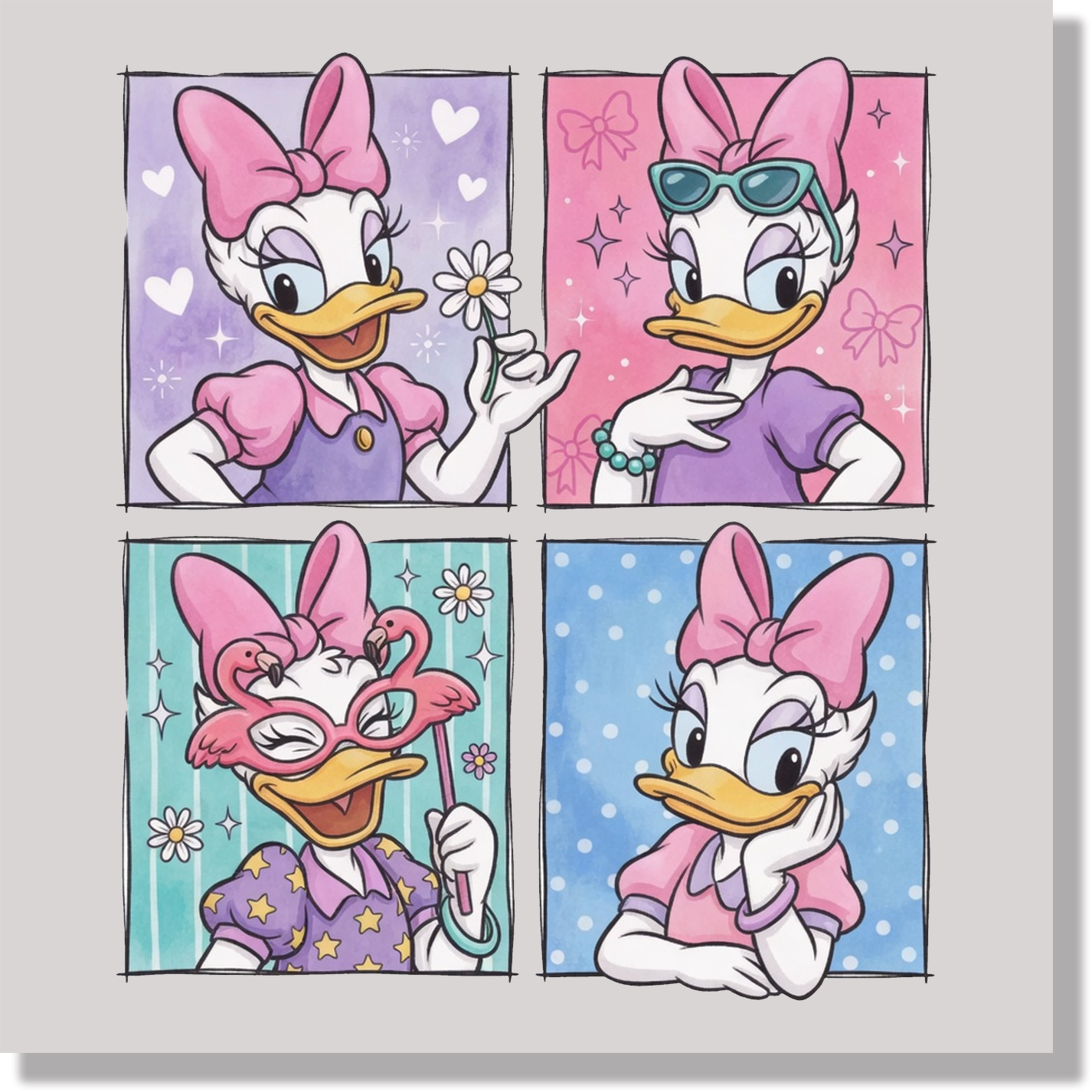 Daisy Duck Faces DTF Transfer