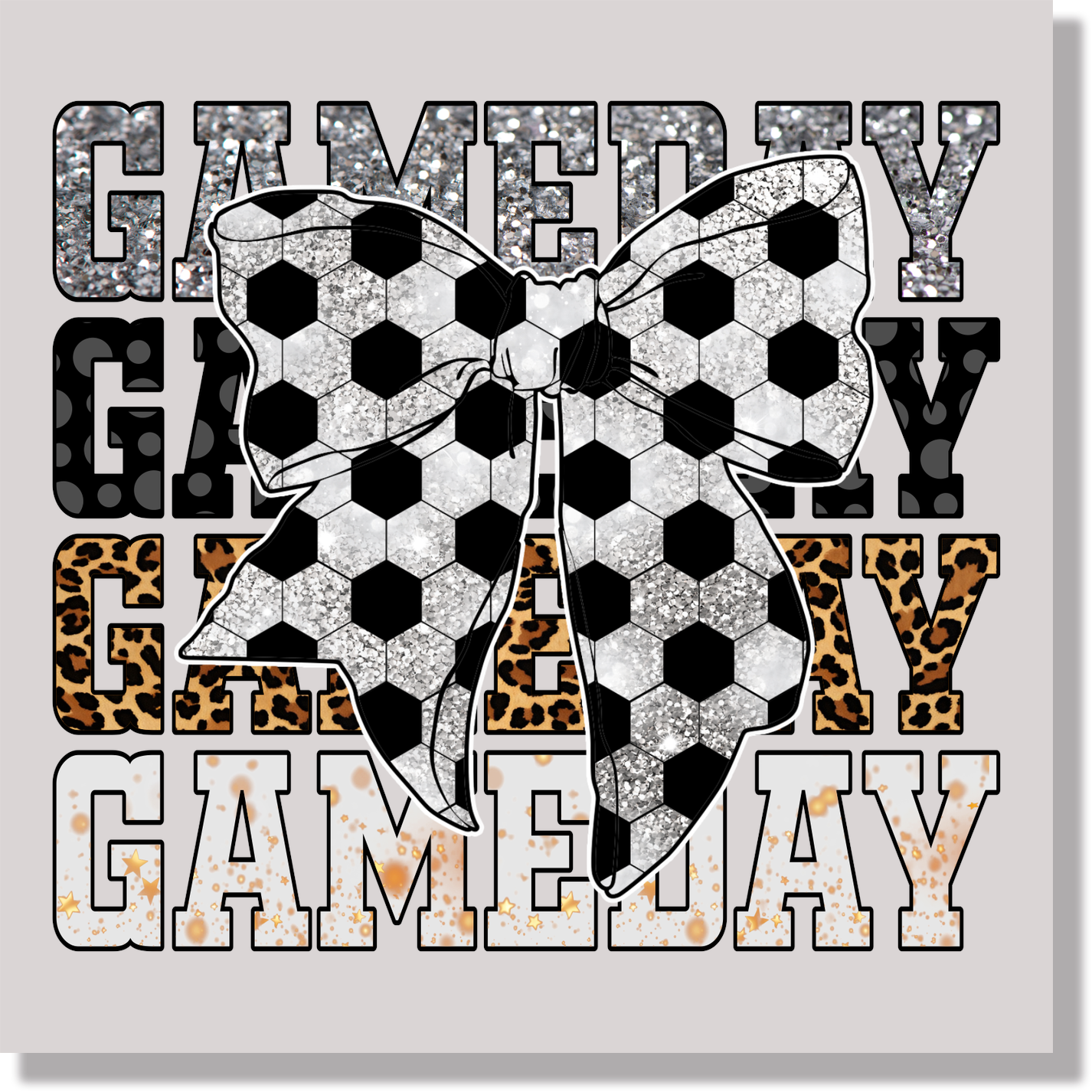 Differnt Patterns Game Day Soccer Bow DTF Transfer