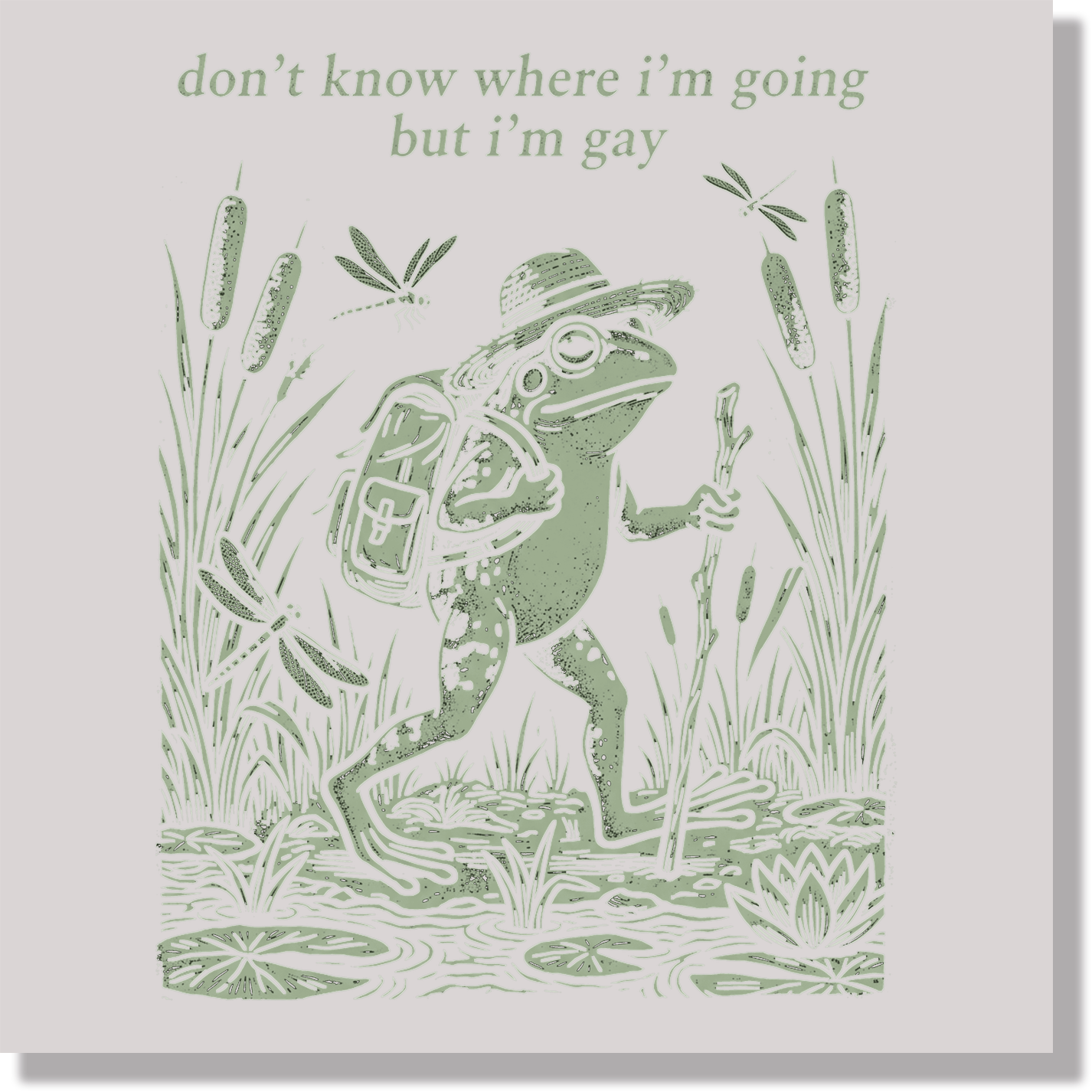 Don't Know Where I'm Going But I'm Gay Funny Hiking Frog Pride DTF Transfer