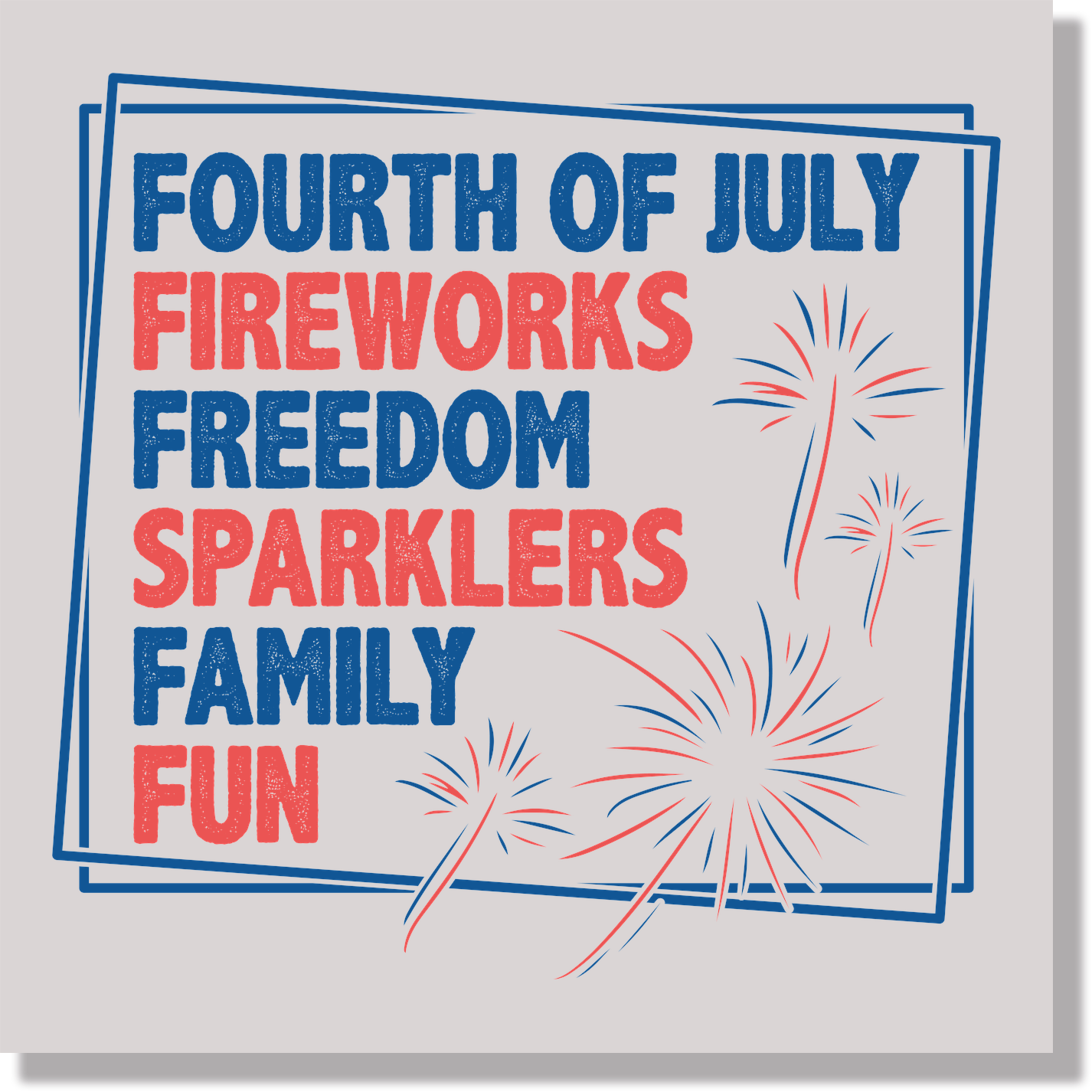 Fourth Of July Fireworks Freedom Sparklers Family Fun DTF Transfer