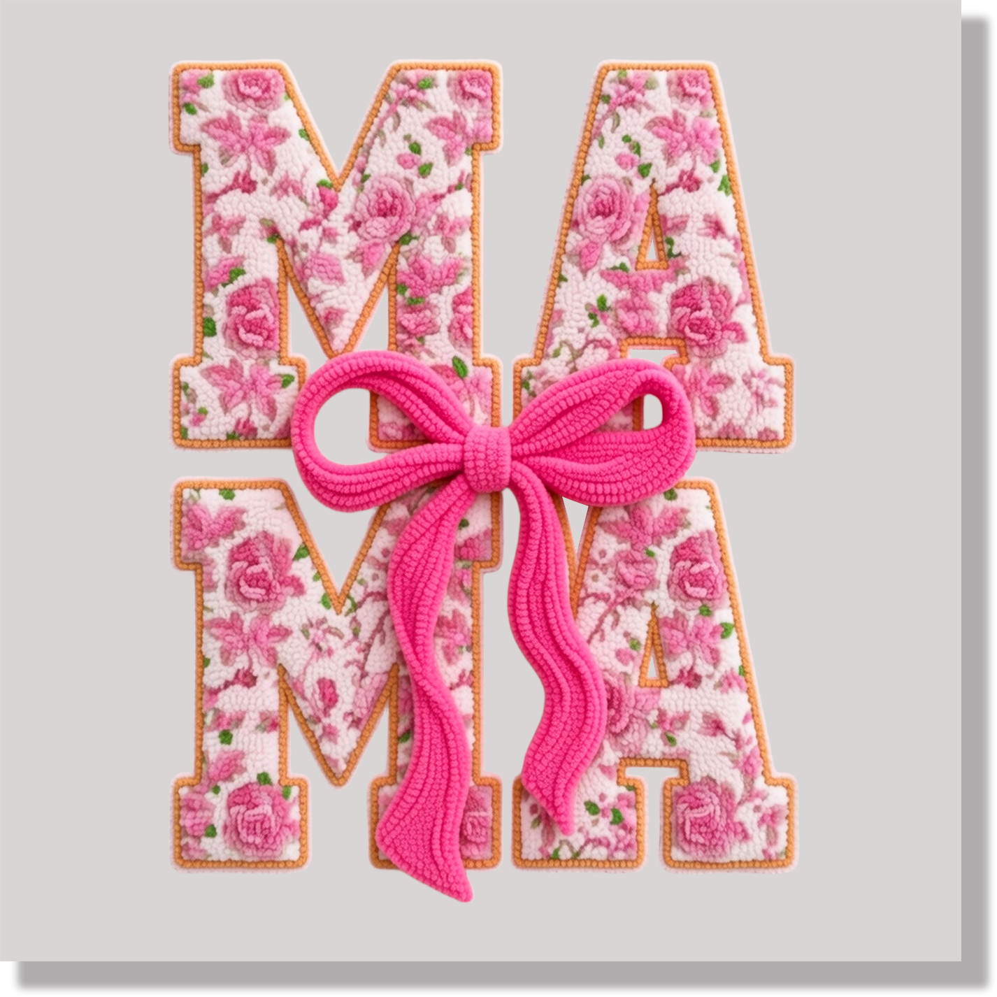 Fuax Yarn Pink Floral Mama DTF Transfer