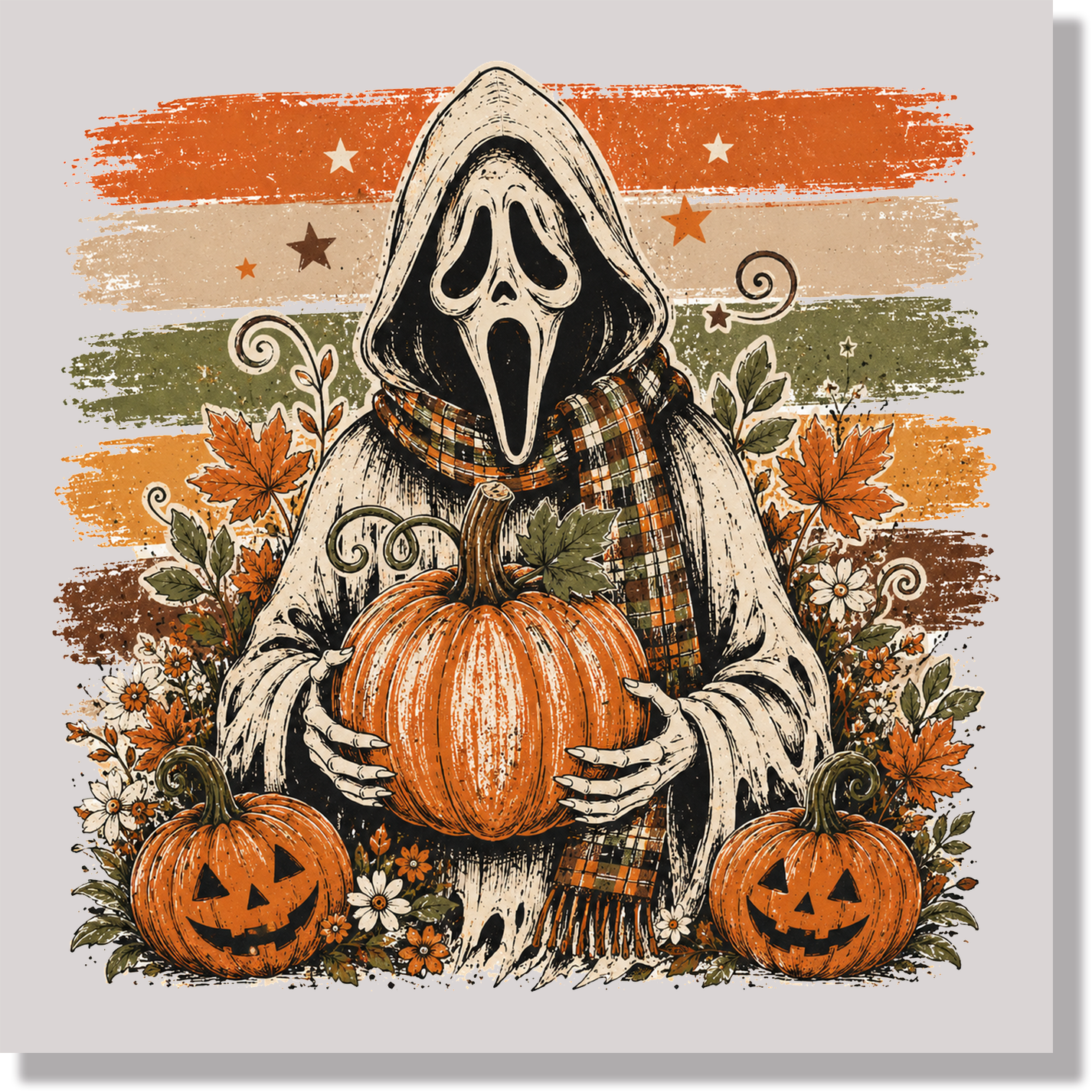 Ghostface Holding Pumpkin DTF Transfer