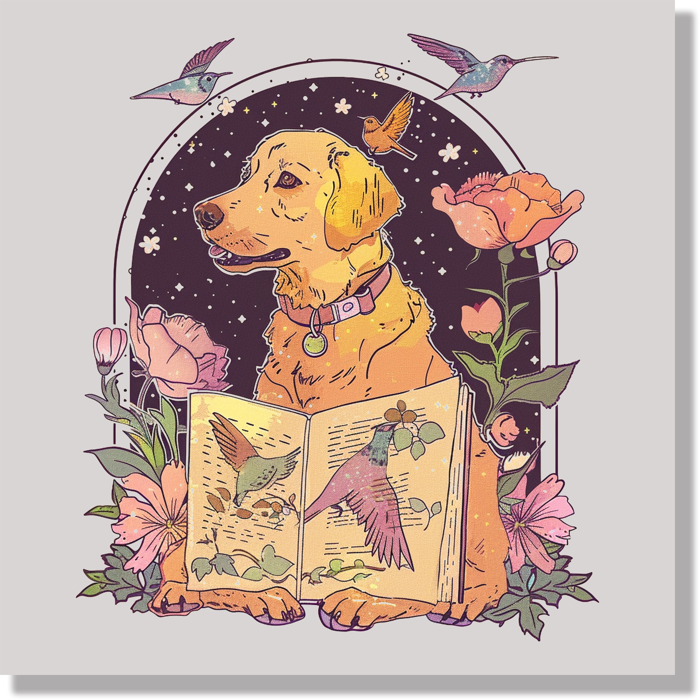 Golden Dog Book Dreamy DTF Transfer
