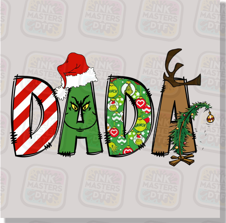 Green Christmas Monster Family Text DTF Transfer - Ink Masters DTF