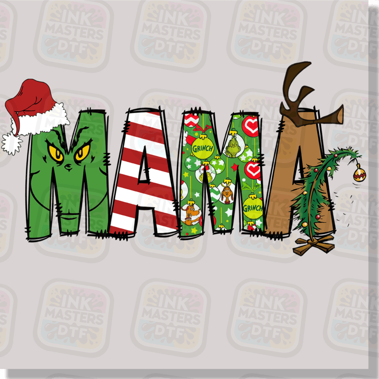 Green Christmas Monster Family Text DTF Transfer - Ink Masters DTF