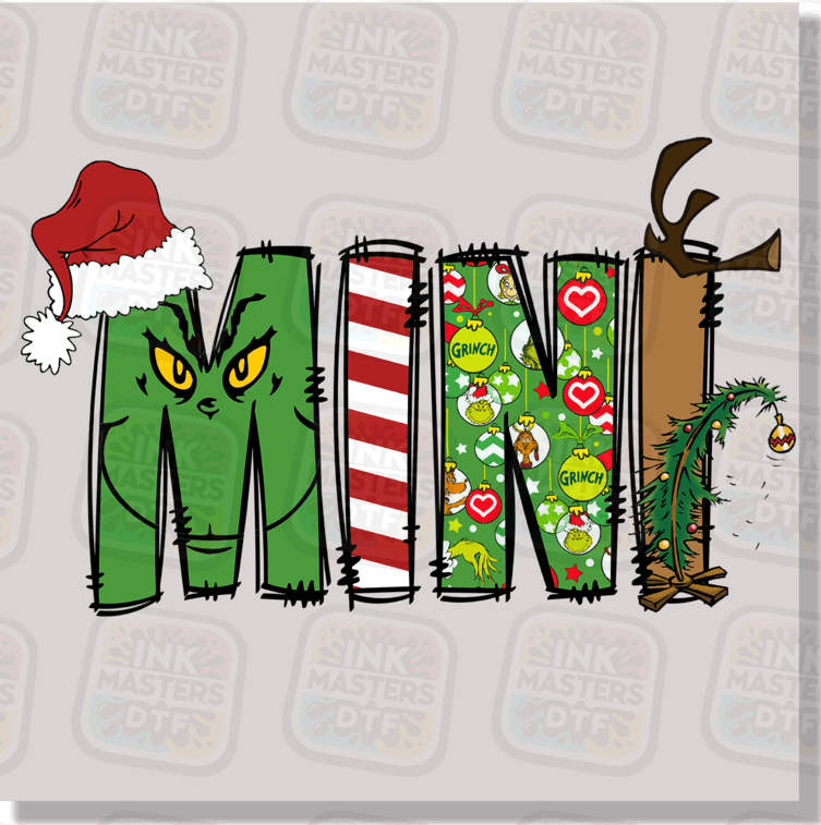 Green Christmas Monster Family Text DTF Transfer - Ink Masters DTF
