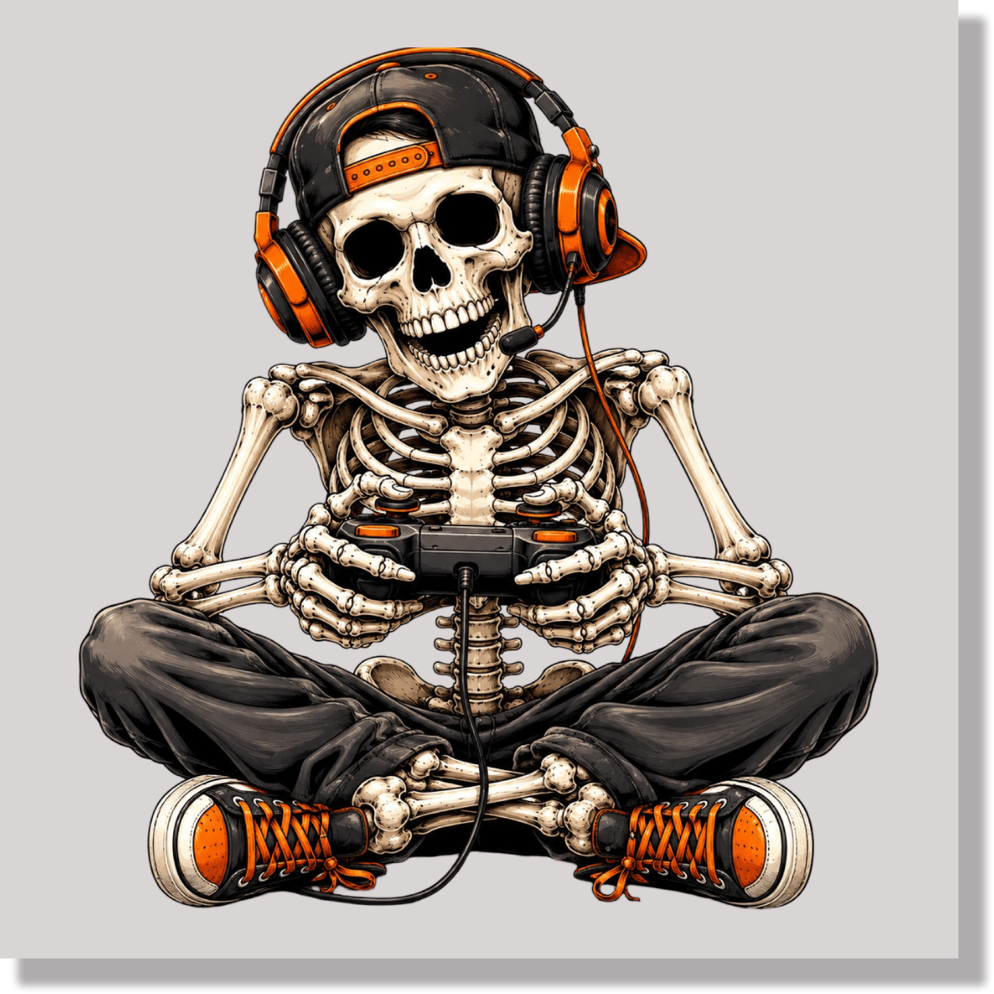 Halloween Skeleton Gamer DTF Transfer