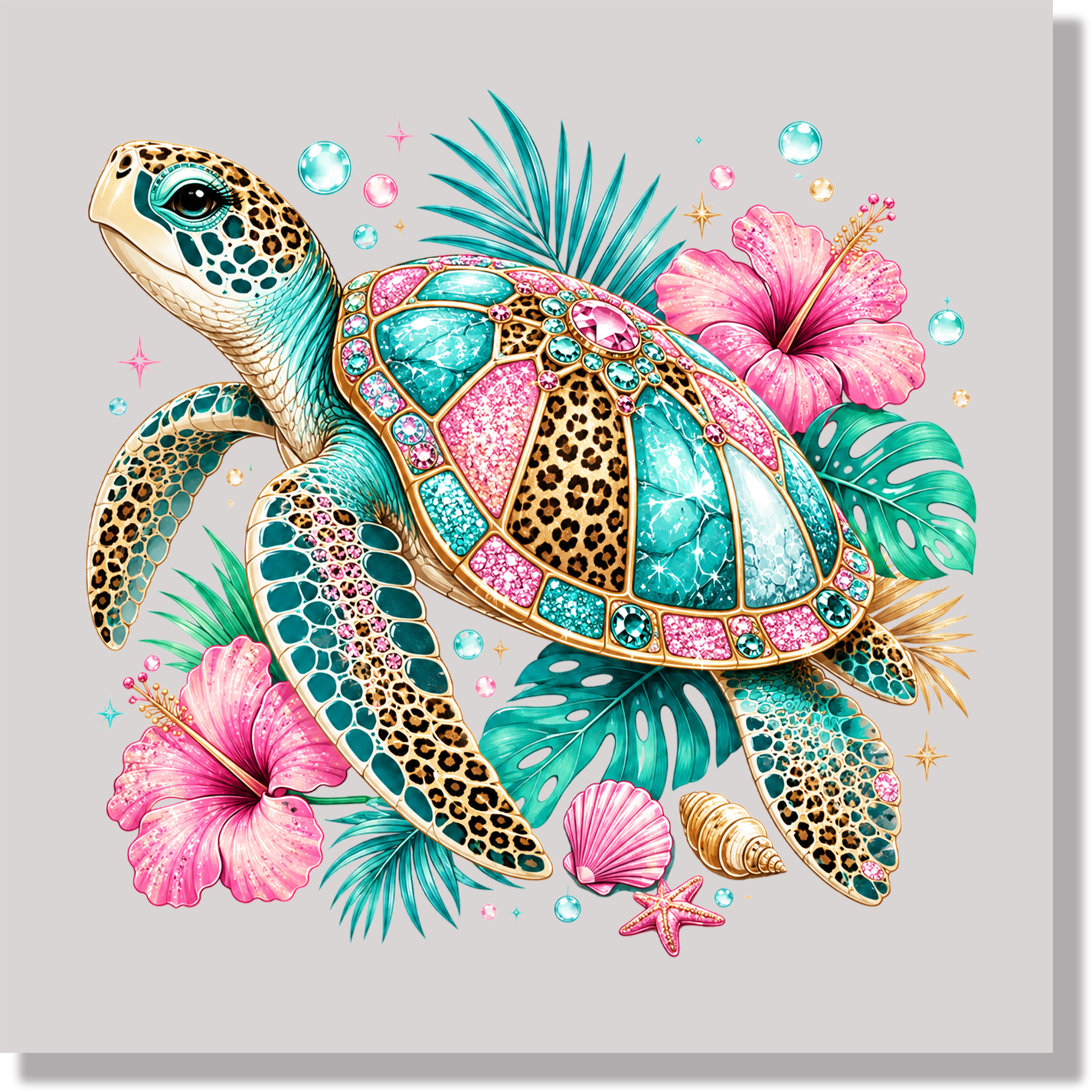 Jeweled Sea Turtle Tropical DTF Transfer