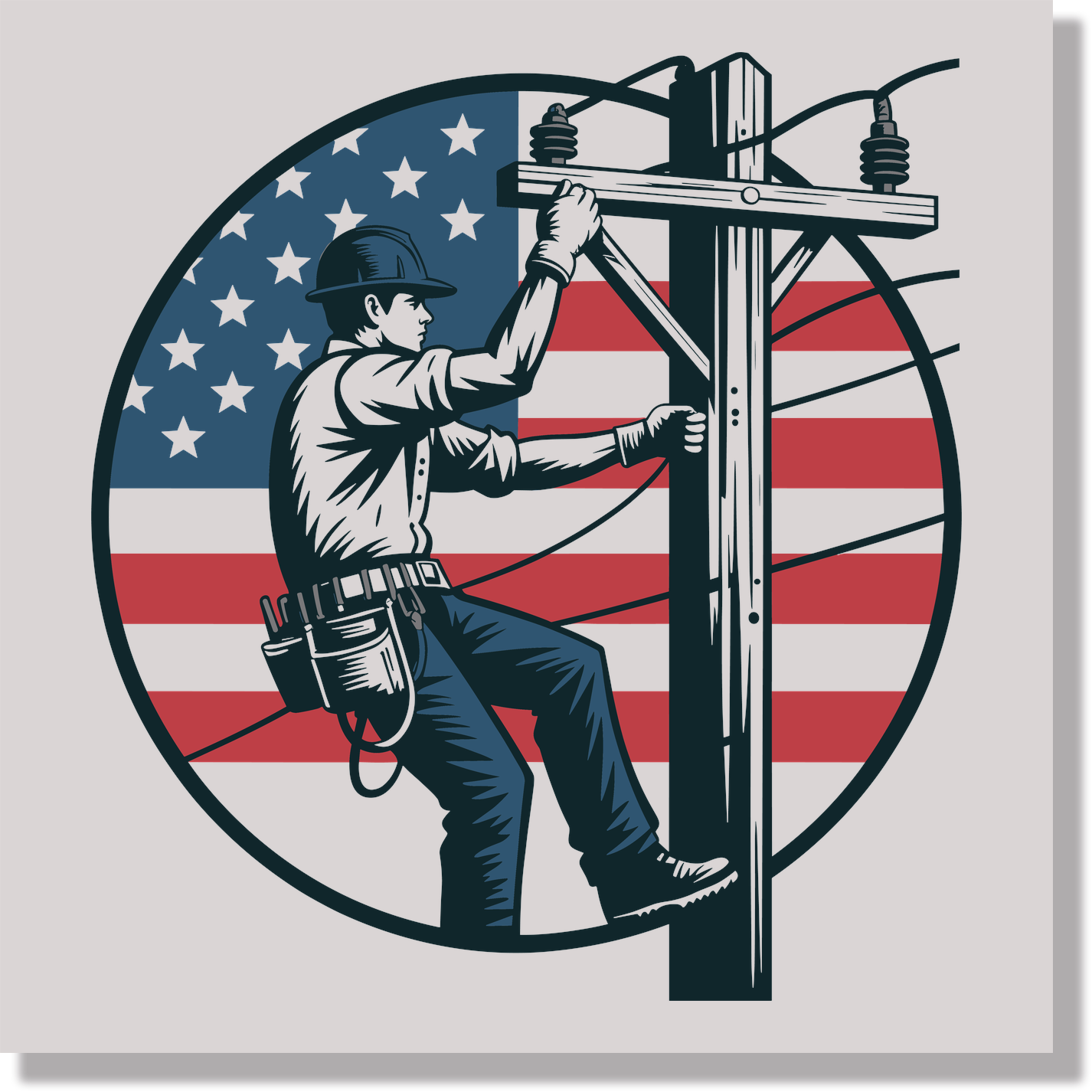 Lineman American Fathers Day DTF Transfer