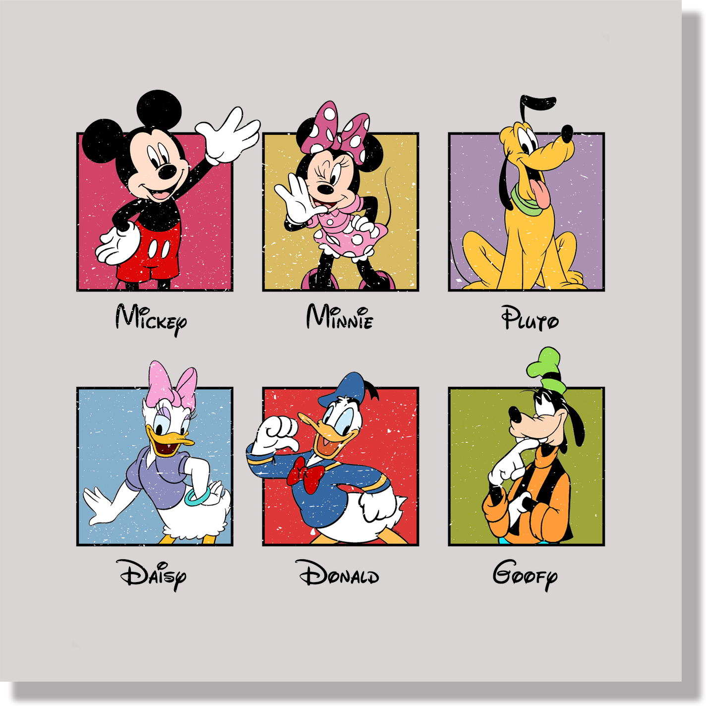 MIckey Characters Textered Color Blocks DTF Transfer