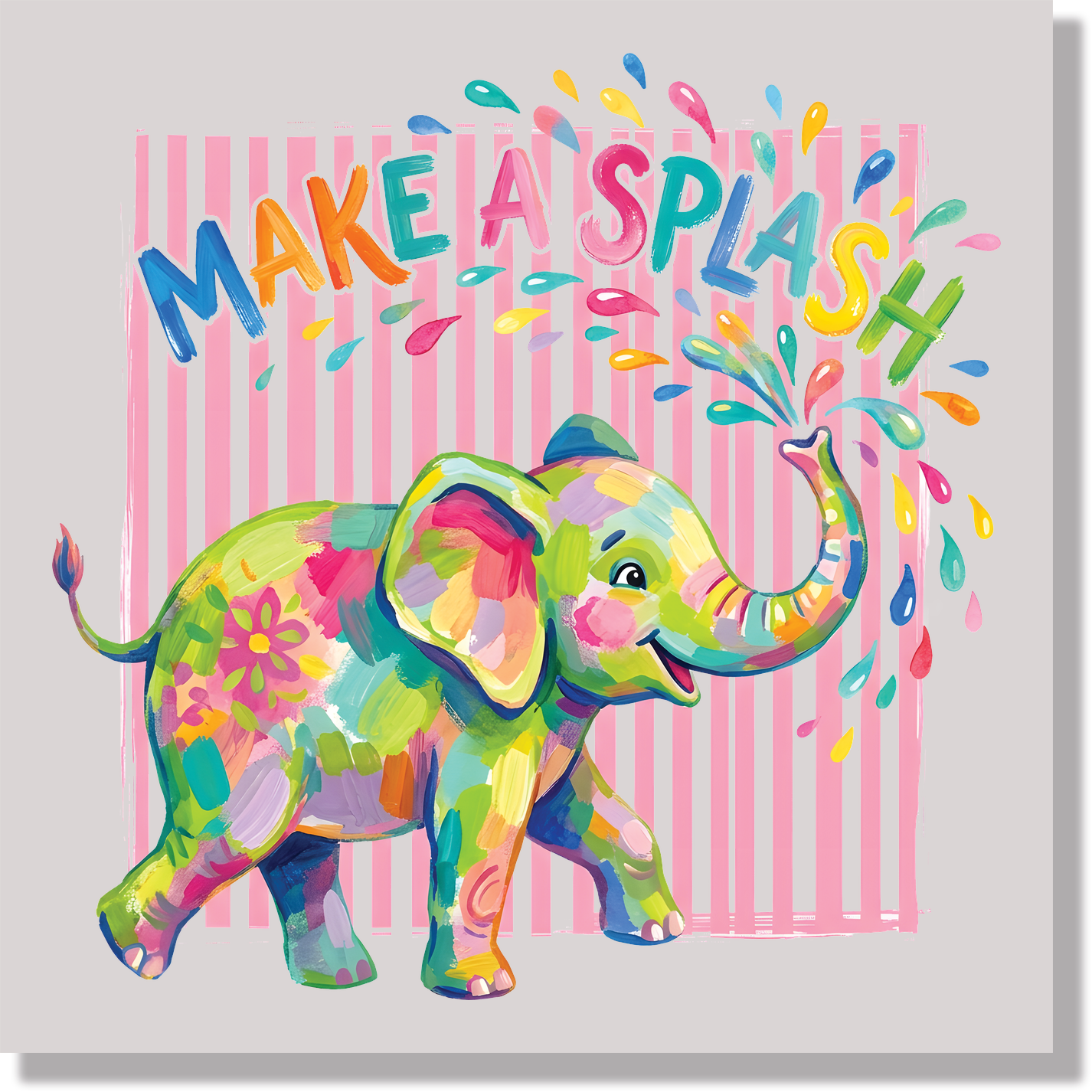 Make A Splash Elephant DTF Transfer