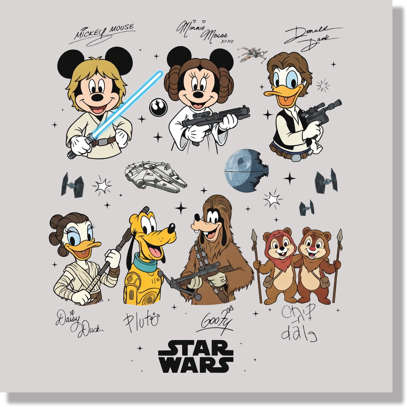 Mickey & Friends Star Wars Heads DTF Transfer