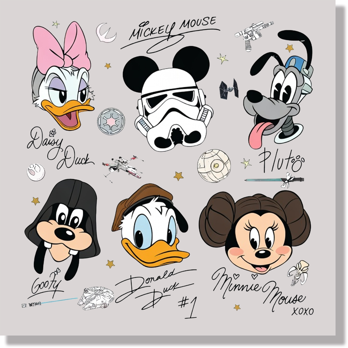 Mickey & Friends Star Wars Signitures DTF Transfer