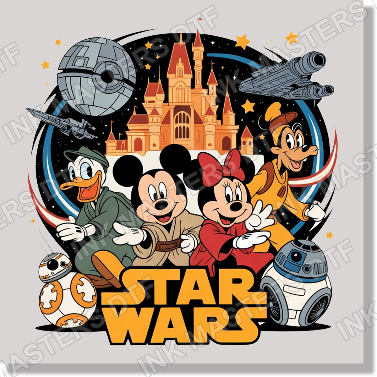 Mickey Star Wars Orange Castle DTF Transfer
