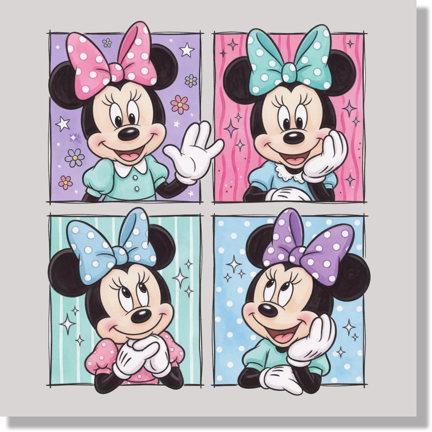 Minnie Mouse Faces DTF Transfer