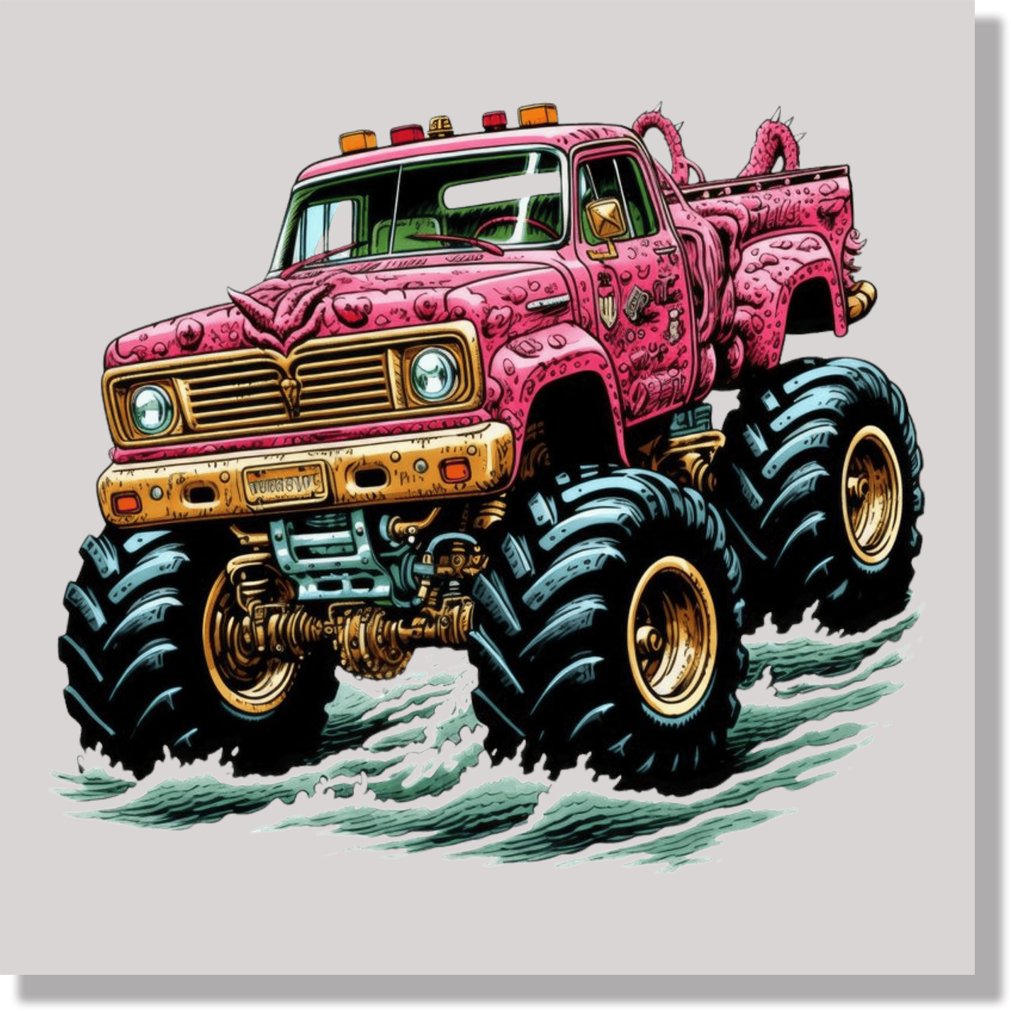 Monster Truck Pink DTF Transfer