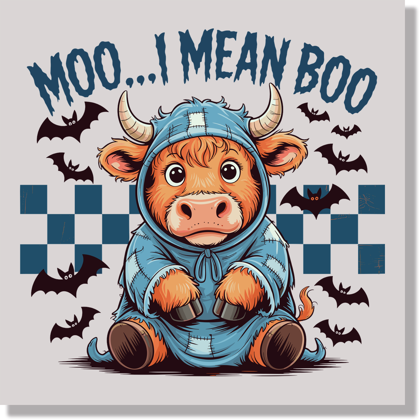 Moo I Mean Boo Highland Cow Halloween DTF Transfer