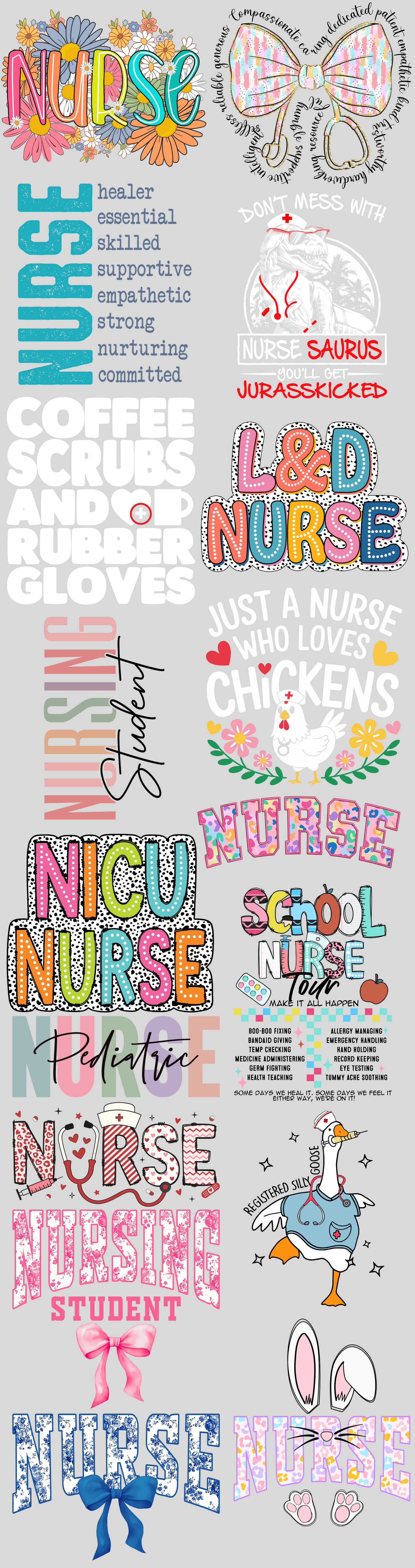 Pre-made 22x84 Nurse DTF Gang Sheet - Ink Masters DTF