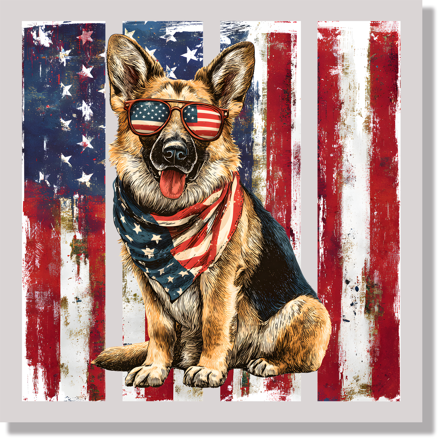 Patriotic German Shepard American Flag Dog DTF Transfer