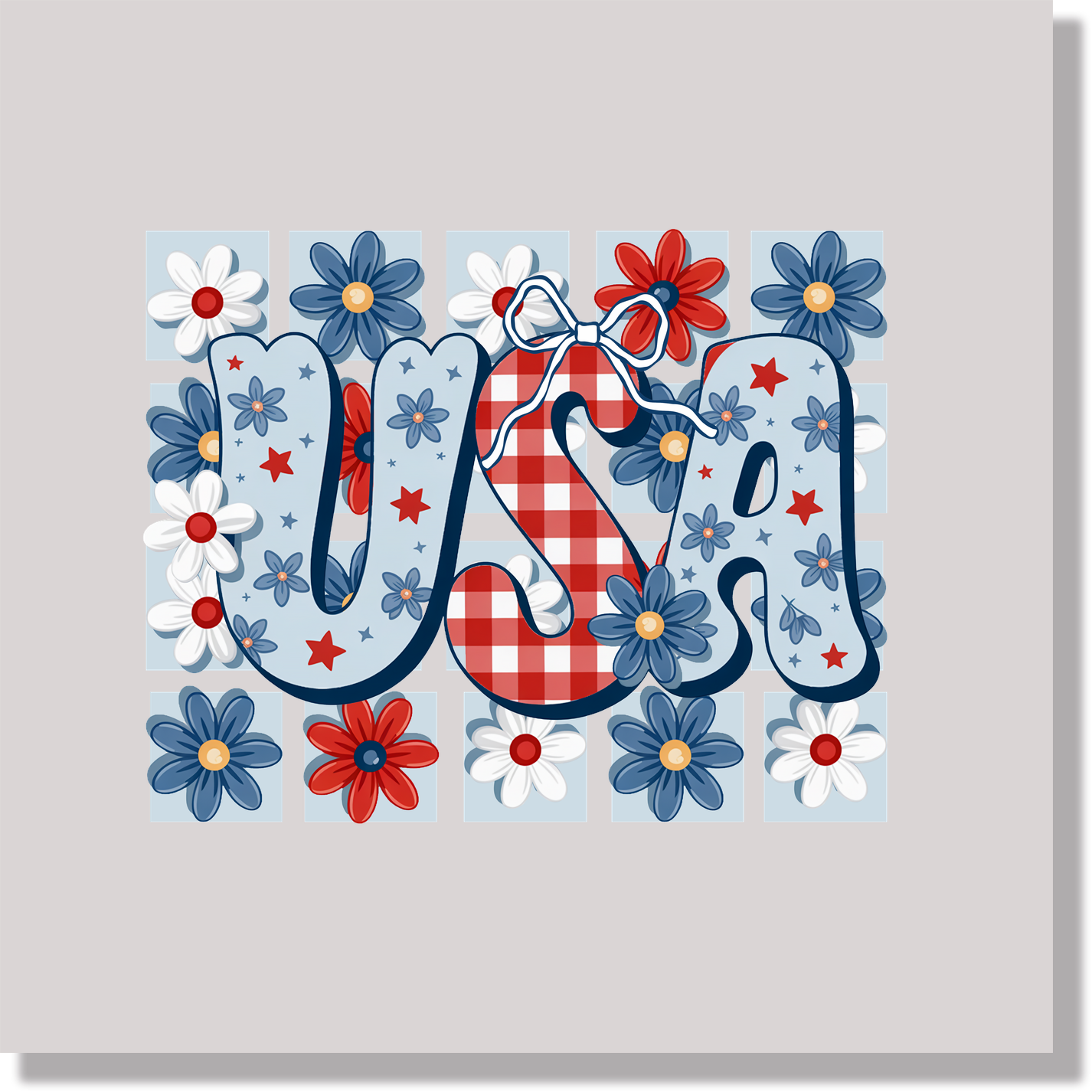 Patriotic Preppy USA 4th of July & Patriotic DTF Transfer