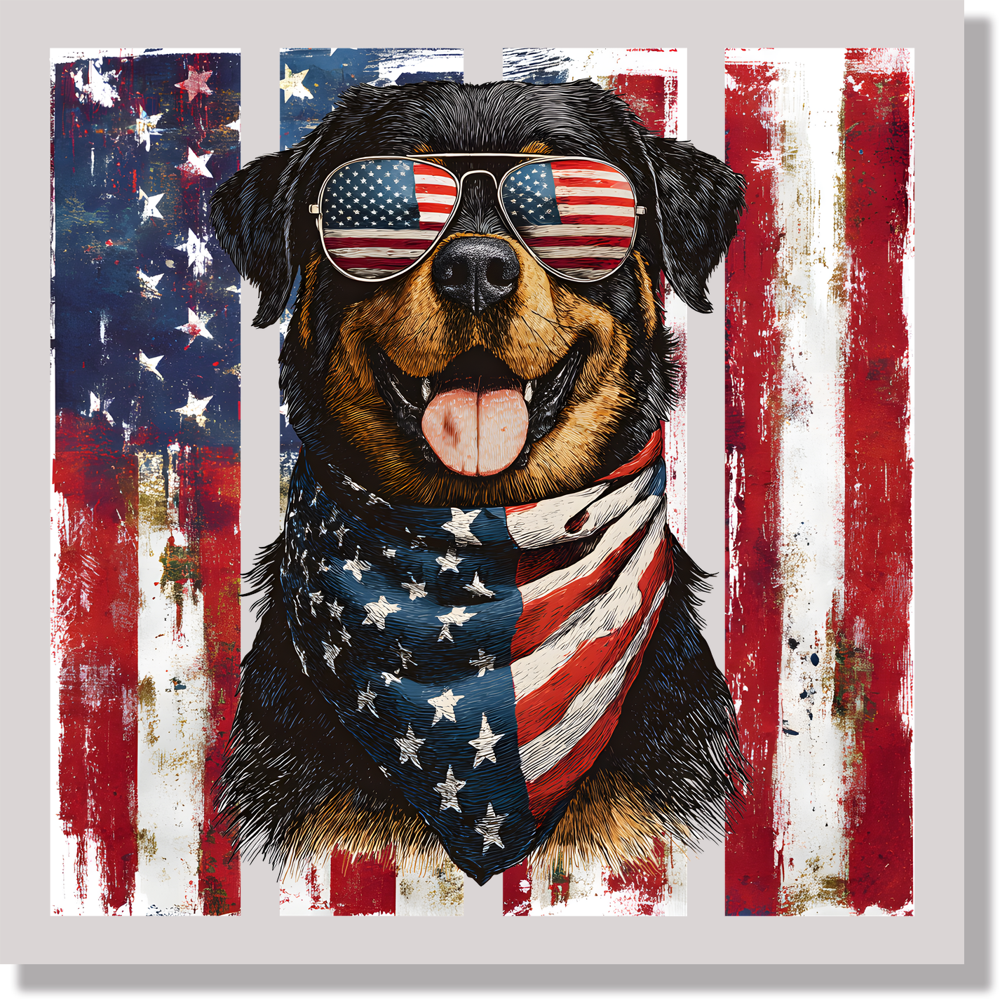 Patriotic Rottweiler American Flag Dog DTF Transfer