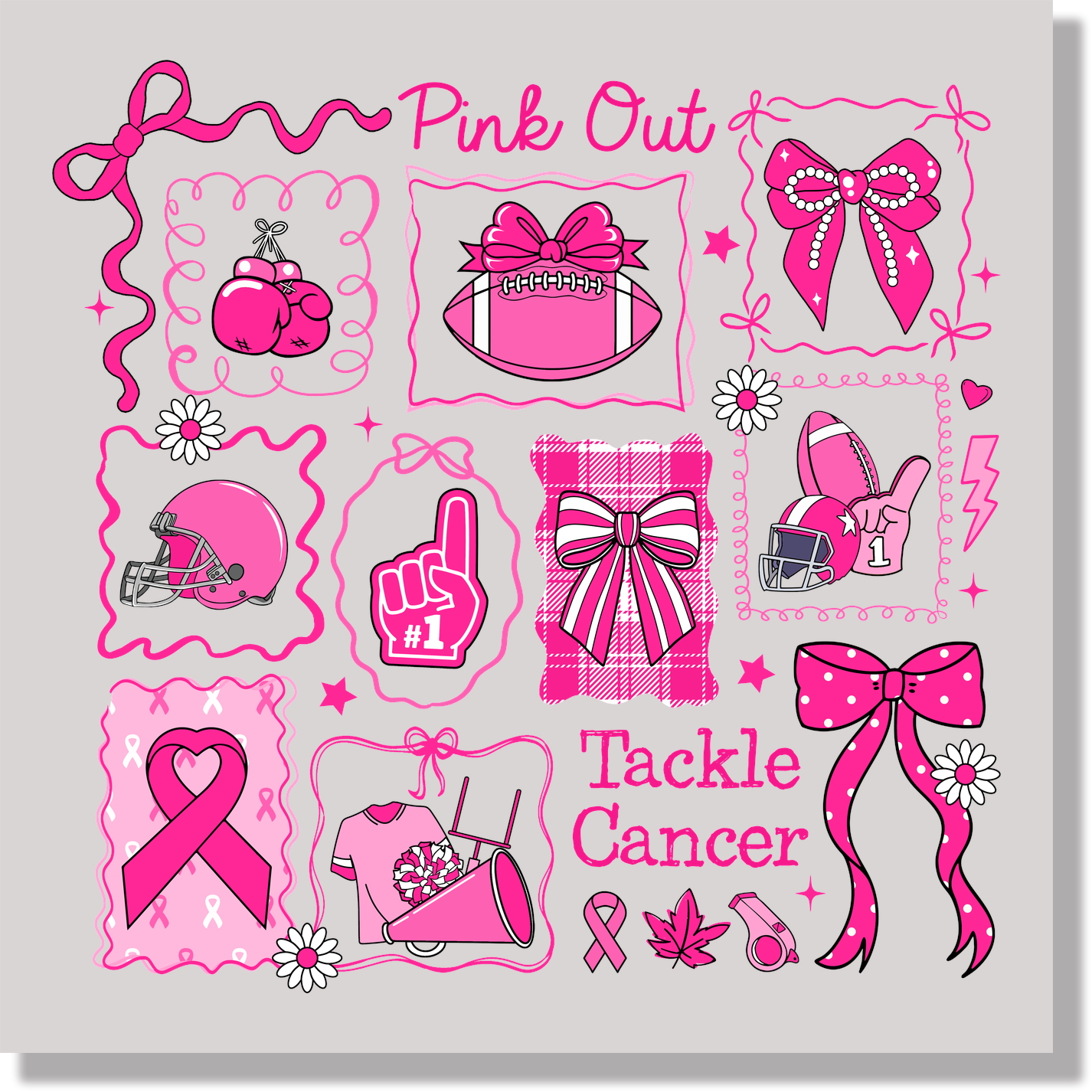 Pink Out Tackle Cancer Awareness DTF Transfer