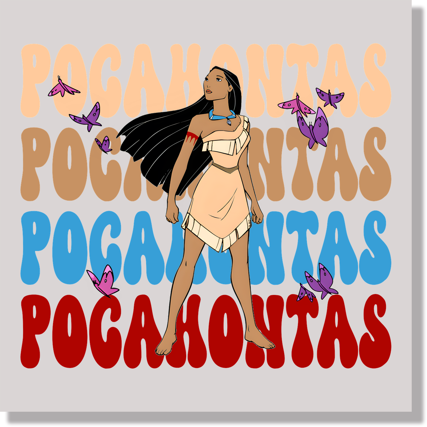Pocahontas Repeated Name DTF Transfer
