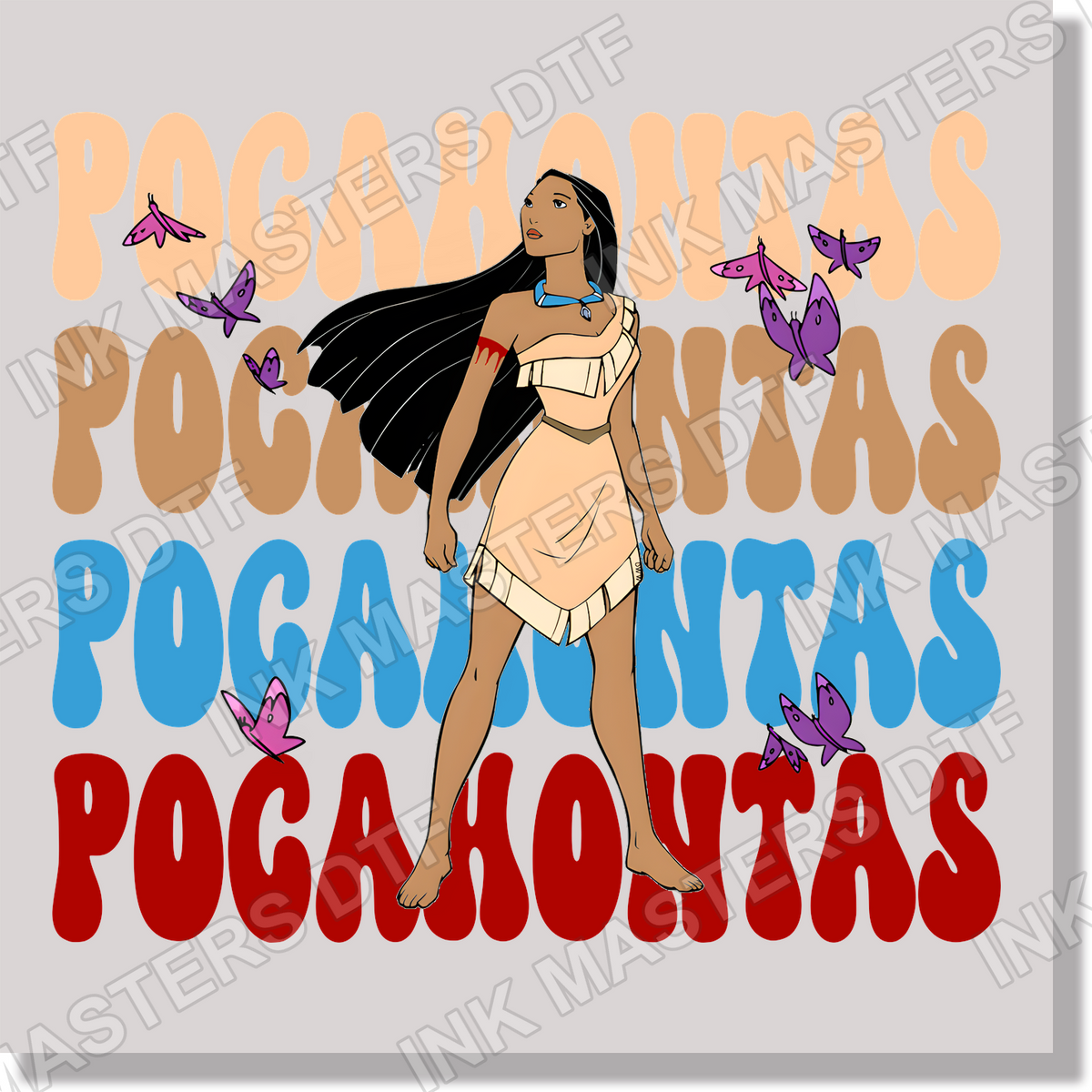 Pocahontas Repeated Name DTF Transfer