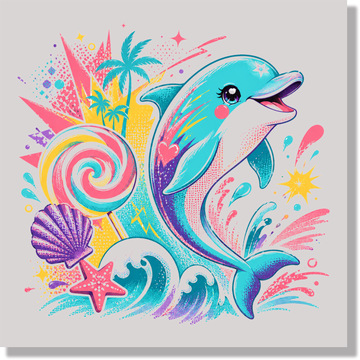 Pop Art Dolphin DTF Transfer