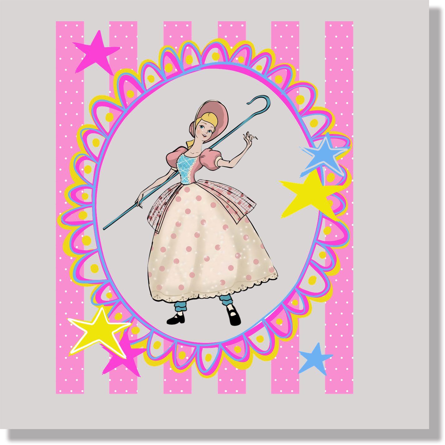 Preppy Stripes Bo Peep DTF Transfer