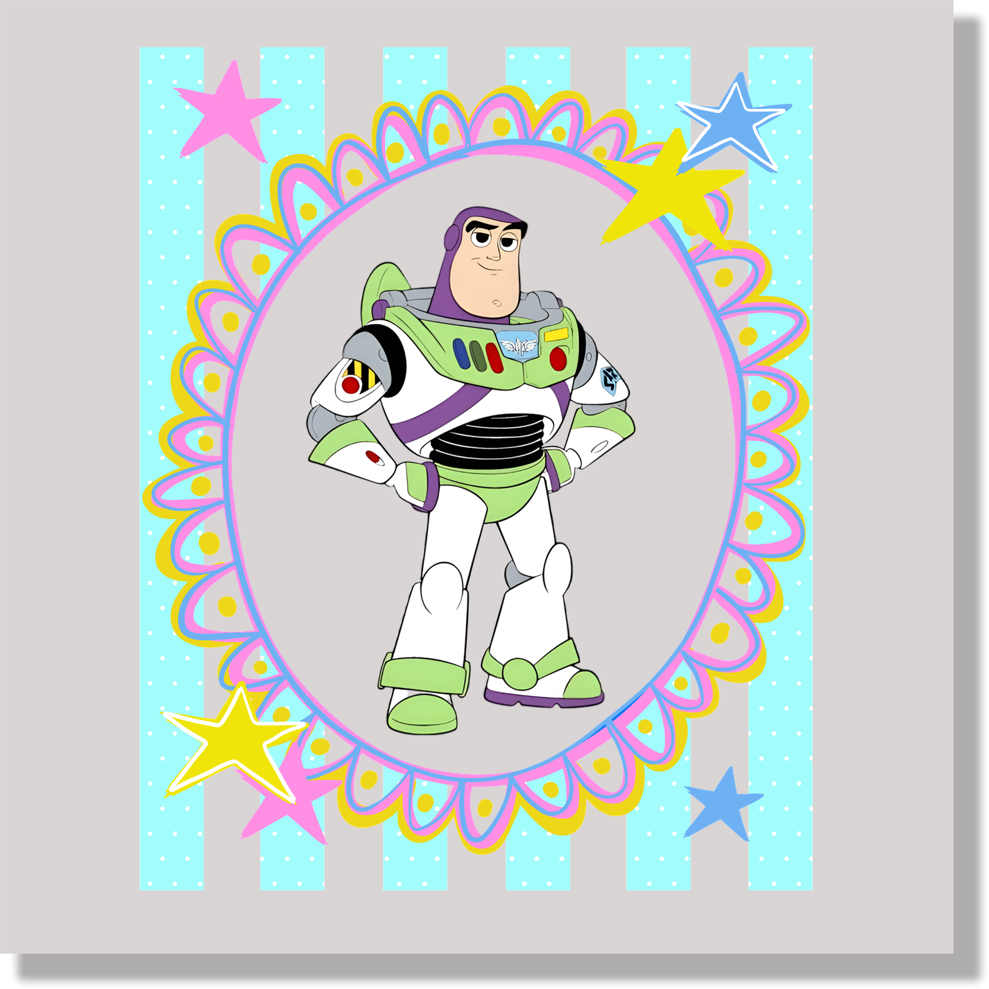 Preppy Stripes Buzz Lightyear DTF Transfer