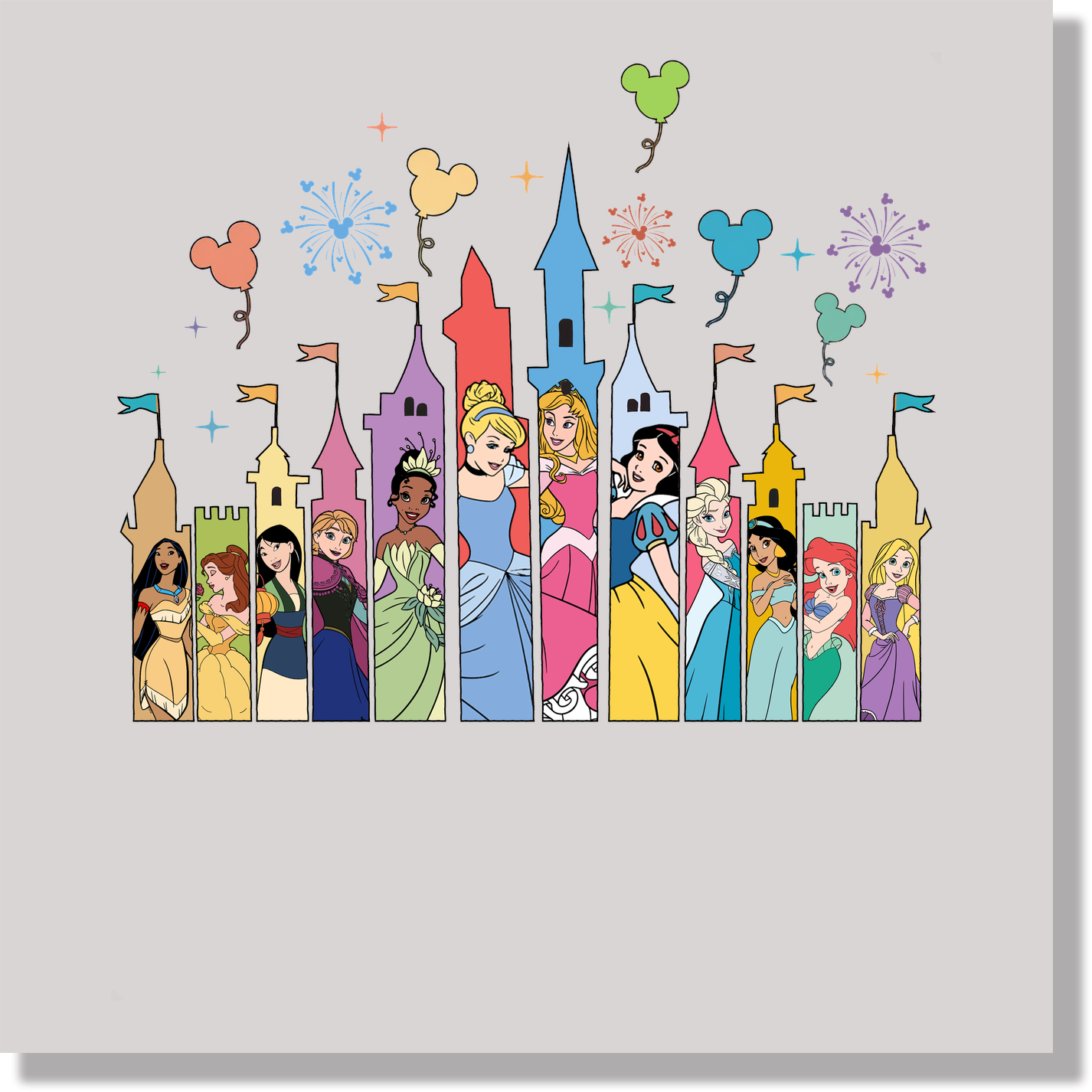 Princess Disney Castle Colorful DTF Transfer
