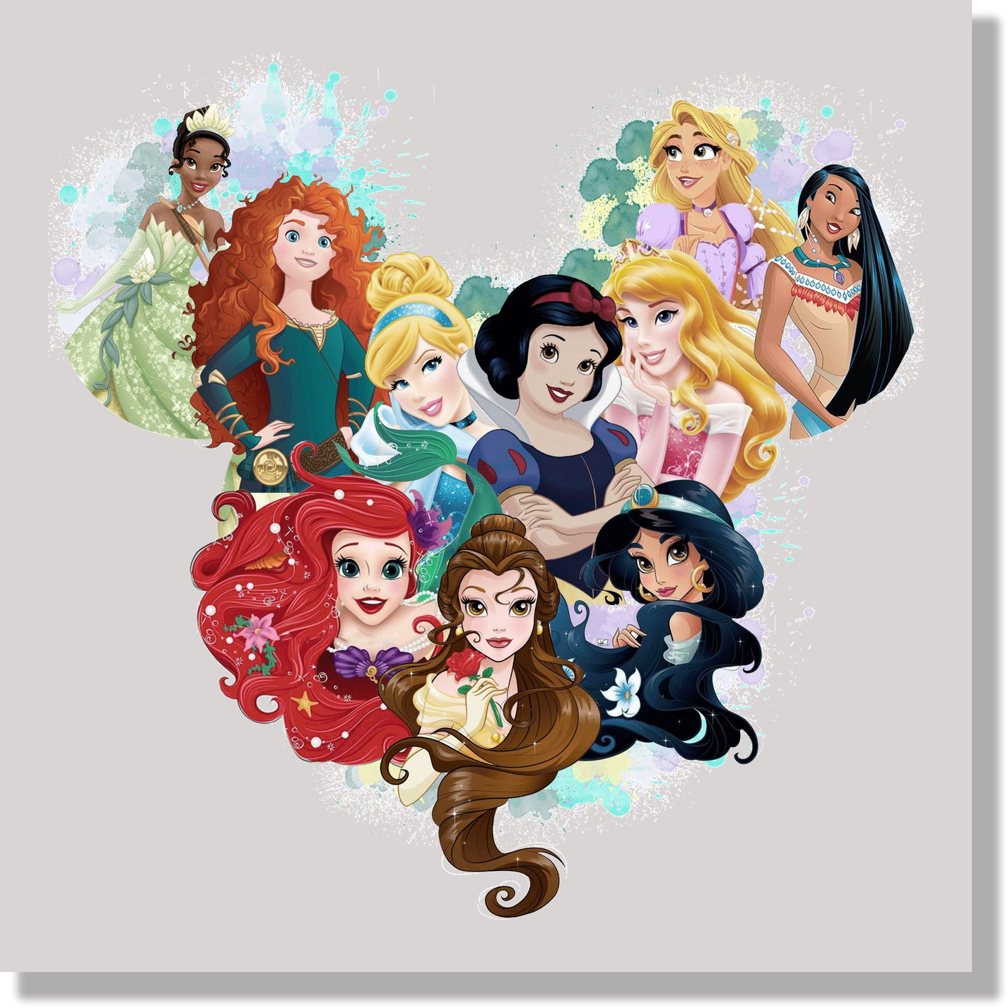Princess Heads In Mickey Head Shape DTF Transfer
