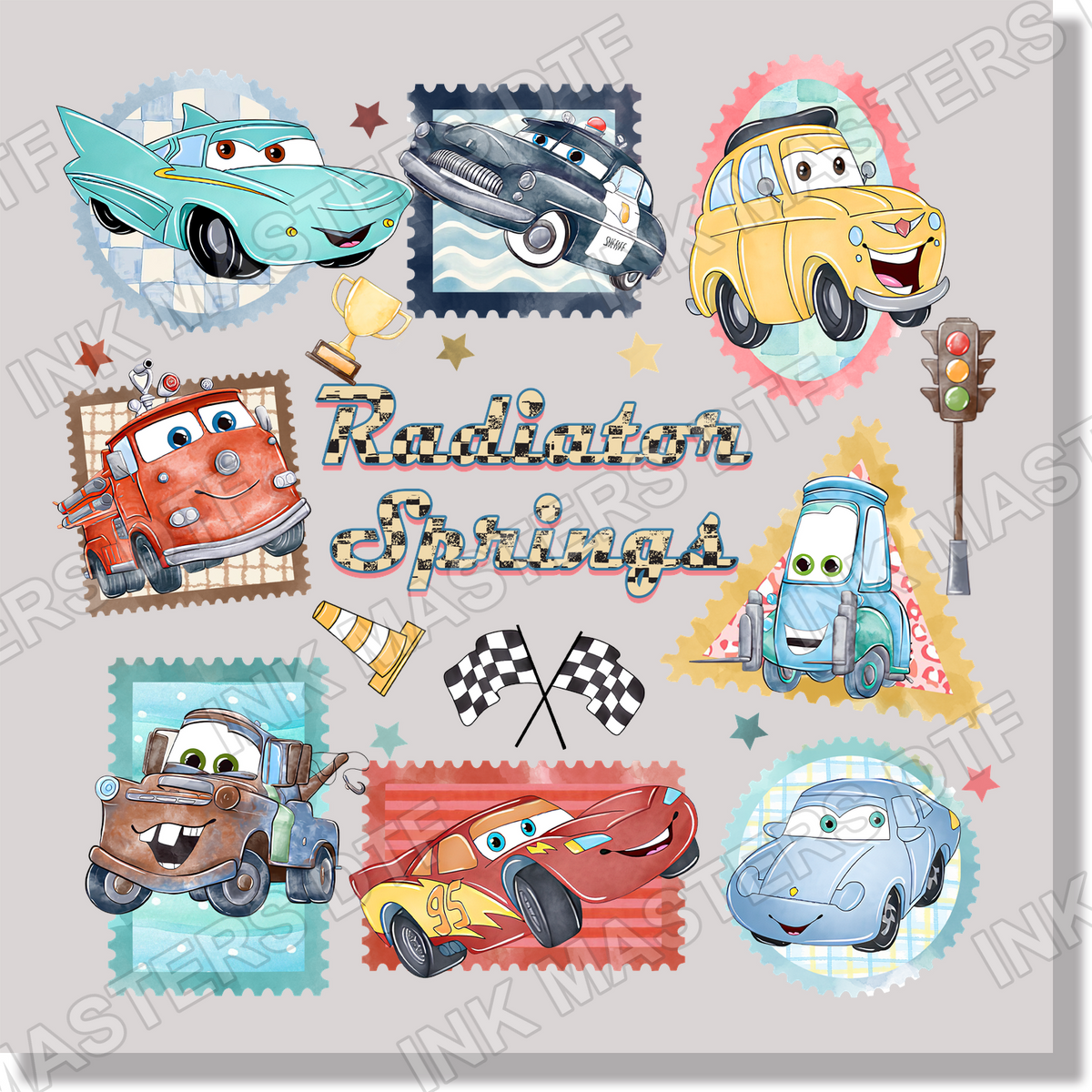 Radiator Springs Stamps DTF Transfer