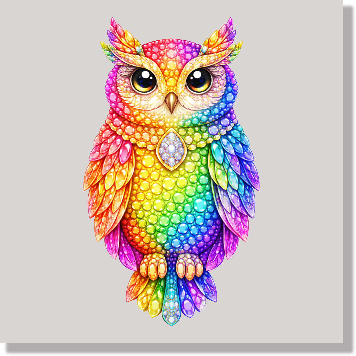 Rainbow Rhinestone Owl DTF Transfer