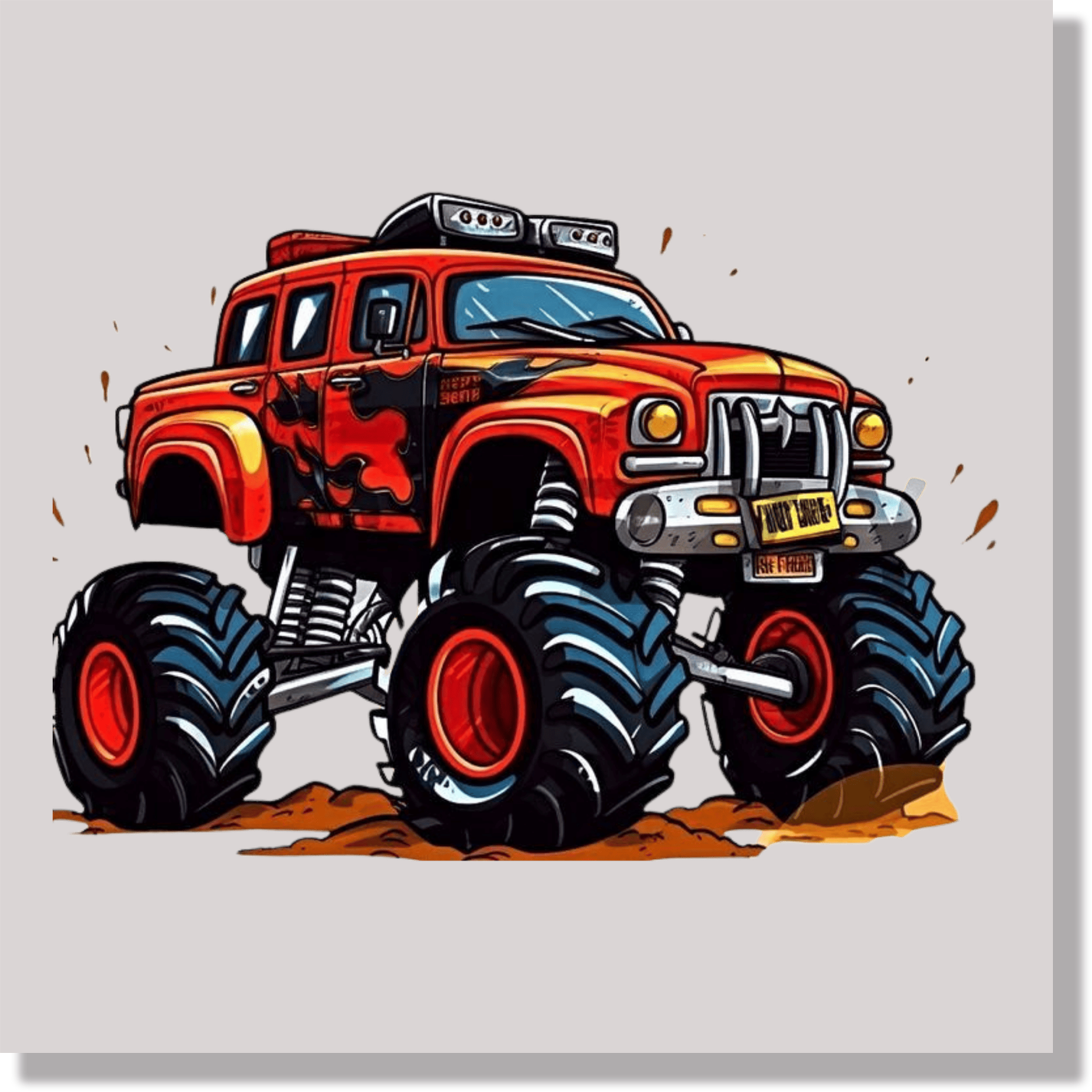 Red Monster Truck DTF Transfer