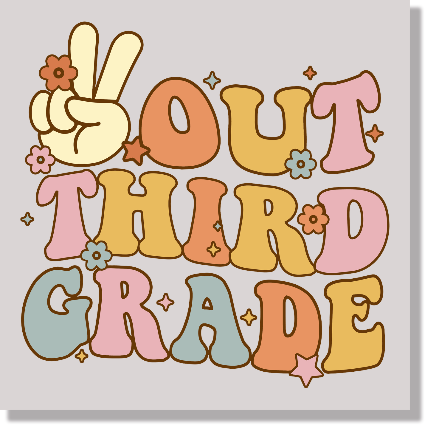 Retro Peace Out 3rd Grade moving up graduation DTF Transfer