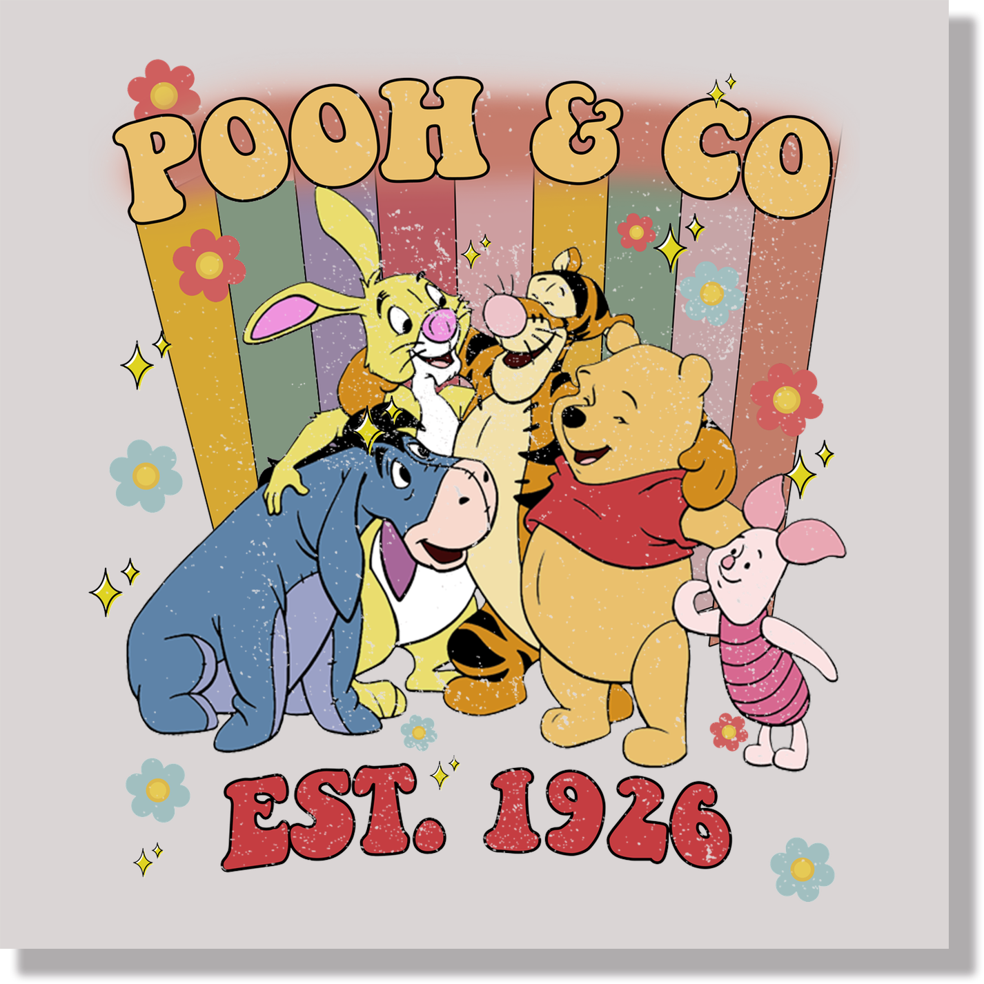 Retro Pooh & Co DTF Transfer
