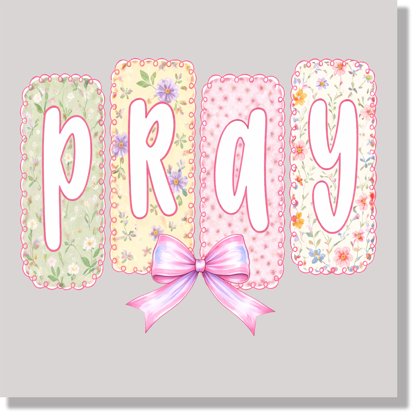 Retro Pray Pastel Floral Patches Jesus Religious DTF Transfer
