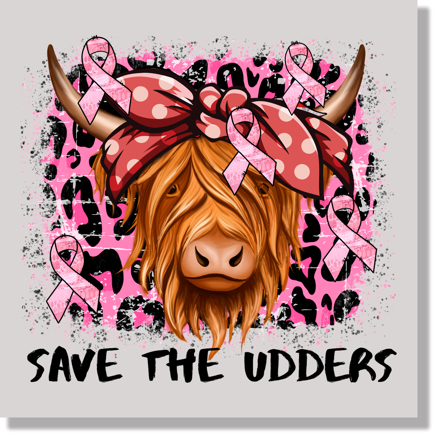 Save The Udders Cow Cancer Awareness DTF Transfer