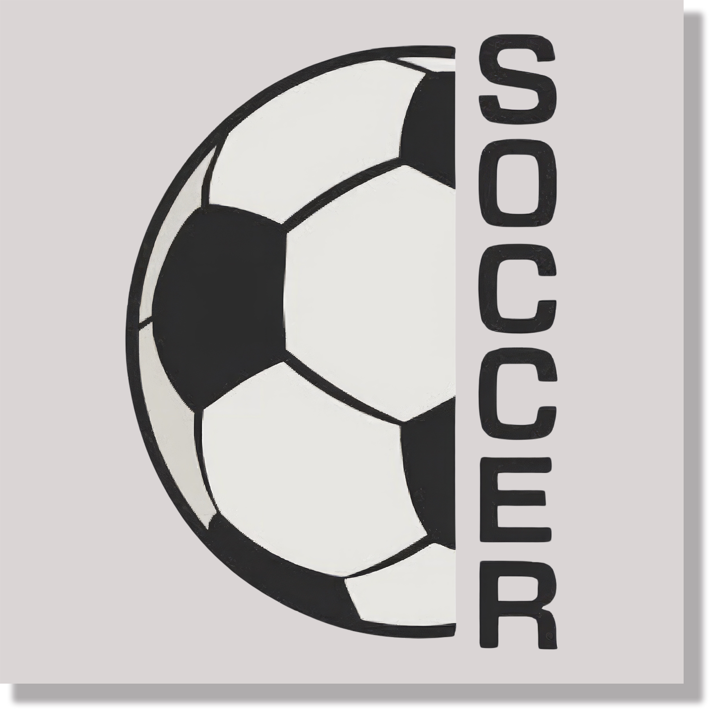 Soccer Half Ball Black Text DTF Transfer